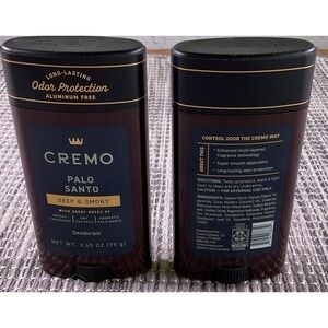 2 Pack Cremo Palo Santo Aluminum Free Deodorant for Men 48-hour Protection 2.6oz